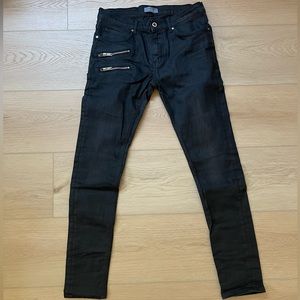 Zara Men’s Semi-Waxed Black Skinny Jeans